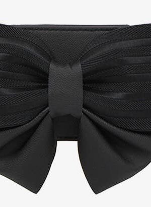 AS02 Black Bow Elastic Belt - Versatile Dress Accessory
