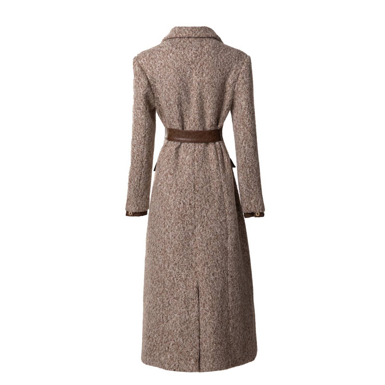 CT82L Women's Long Winter Coat with Wool & Pu Leather - Image 2