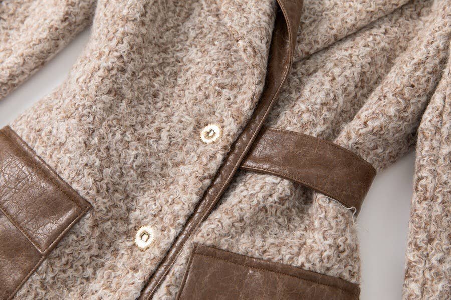 CT82L Women's Long Winter Coat with Wool & Pu Leather - Image 4