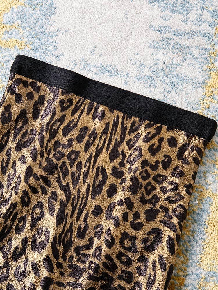 SK80Y Autumn Leopard Print A-Line High Waist Midi Skirt - Image 2